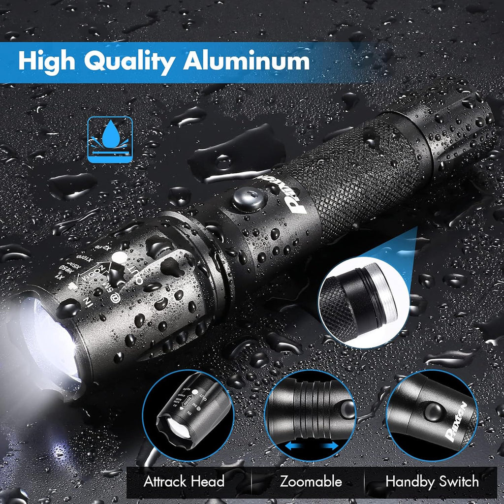 Rechargeable Tactical Handheld Flashlight, 5000 Lumen, Zoomable, Waterproof W23159