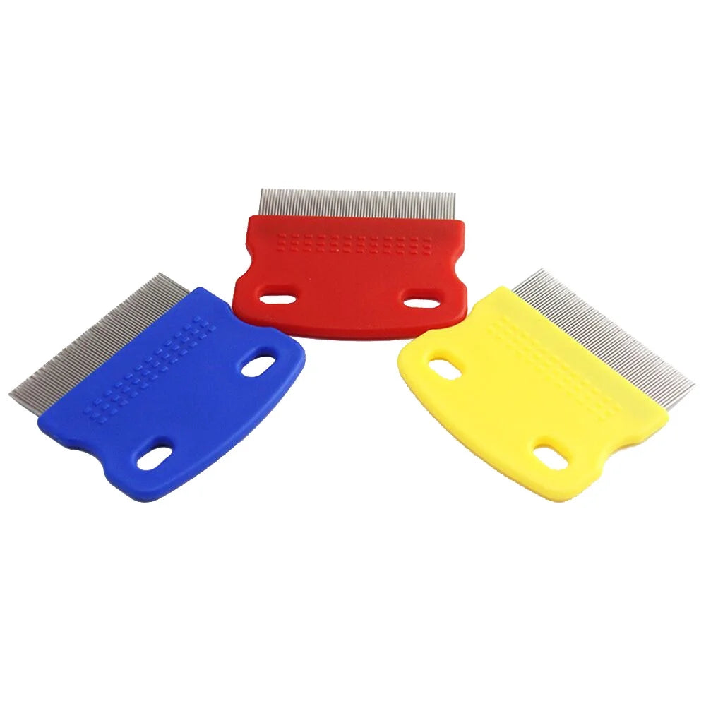 Pet Hair Grooming Comb Flea Shedding Brush Stainless Steel Fine Toothed P104357