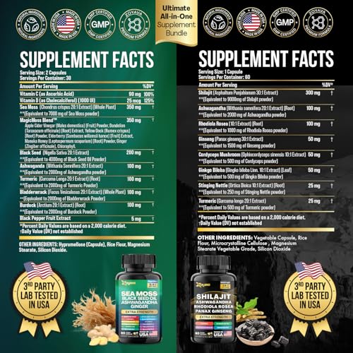 Sea Moss and Shilajit Bundle with Black Seed Oil and Ashwagandha D905
