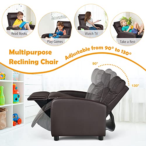 Kids Recliner Chair with Side Pockets, Footrest, and Headrest A465306