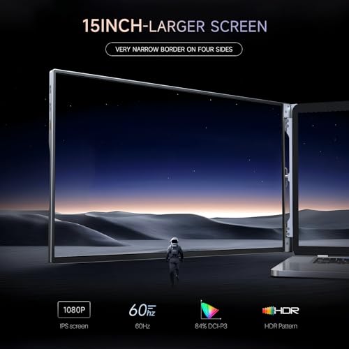 16 inch Triple Portable Monitor for Laptop, Aluminum Alloy 1200P Tri-Screen Extender with HDMI & USB-C S9128
