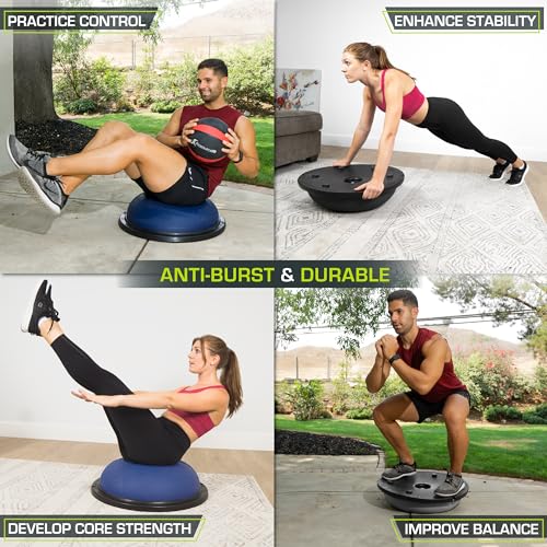 Balance Trainer Half Ball with Resistance Bands and Pump for Home Gym Workout A6273