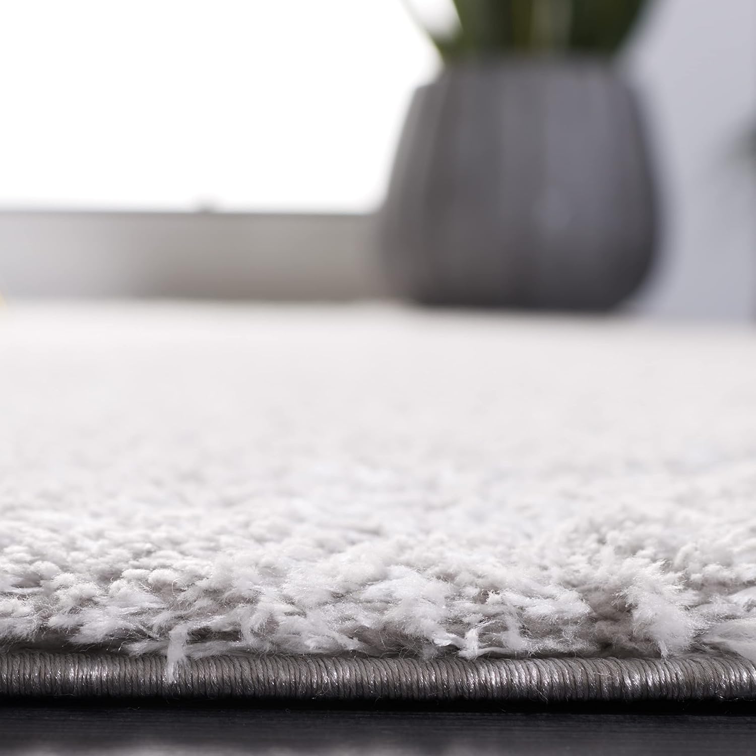 Shag Area Rug - 8' x 10', Light Grey, Solid Design G7812