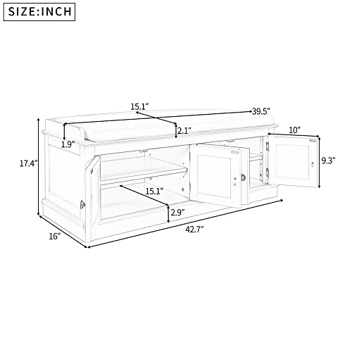 Storage Bench with 4 Doors and Adjustable Shelves U3634