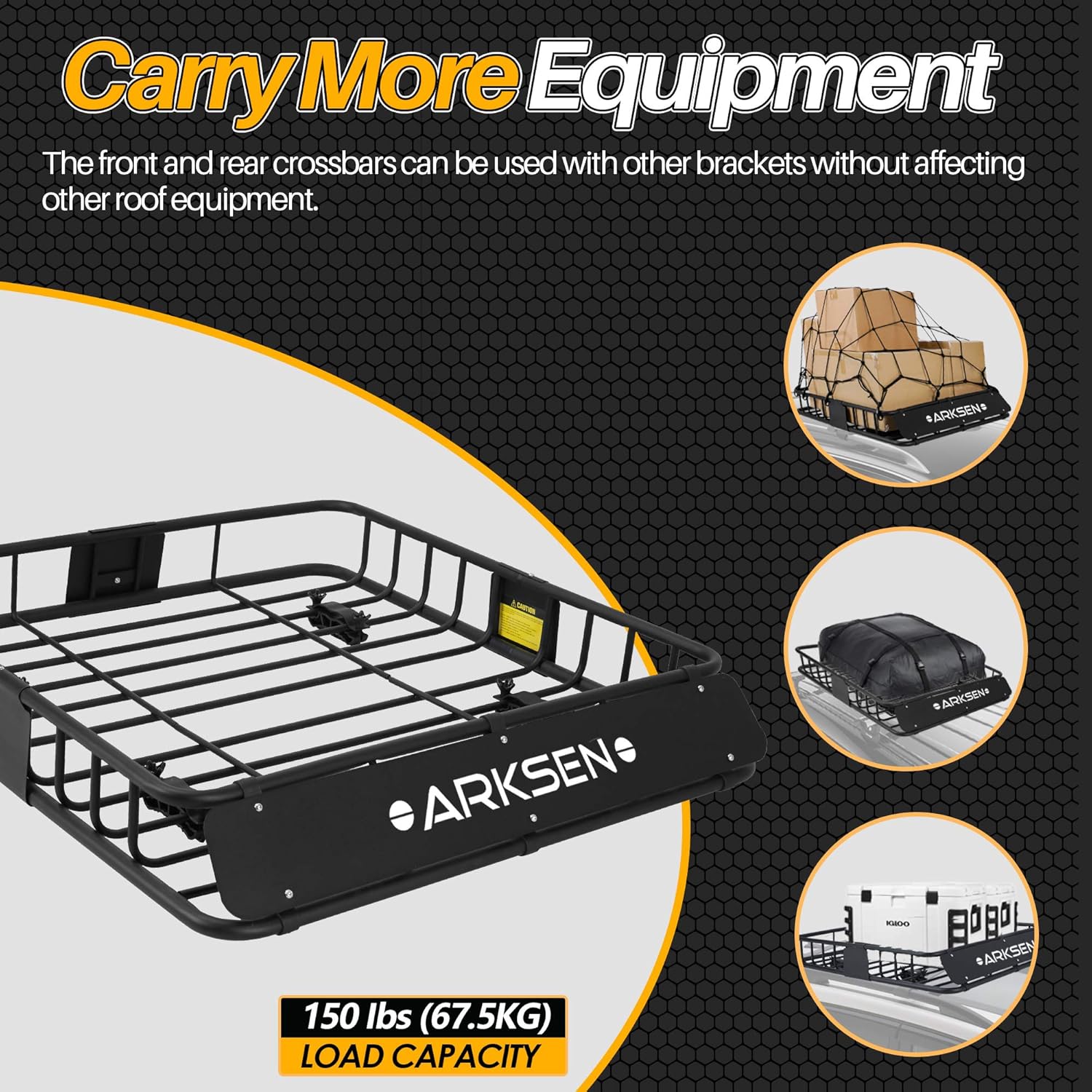 84 Inch Roof Rack Cargo Basket with Soft-Shell Waterproof Roof Bag for SUV, Trucks, Cars K802371