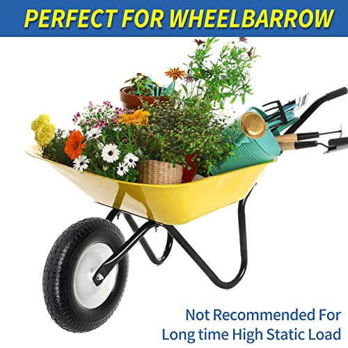 16" Flat-Free Solid Wheelbarrow Tire and Wheel with 3" Hub, 2 Pack D71069