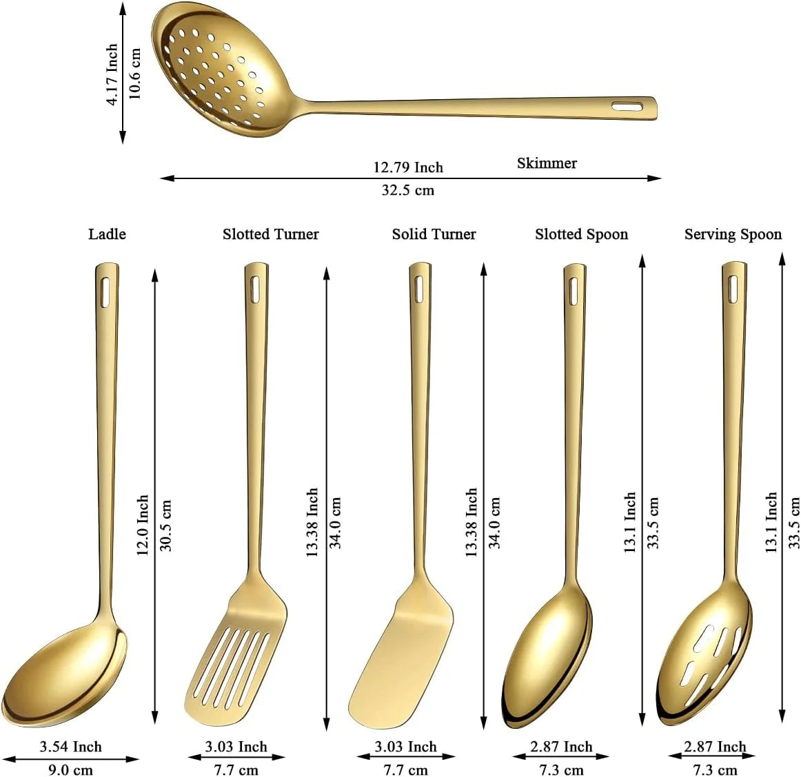Titanium Plated Stainless Steel Kitchen Utensils Set, 6 Pieces O108