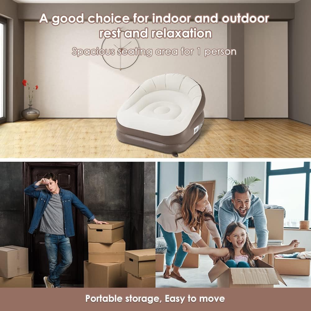 Inflatable Air Sofa for Adults, Portable Lounger for Camping and Indoor Use J22787