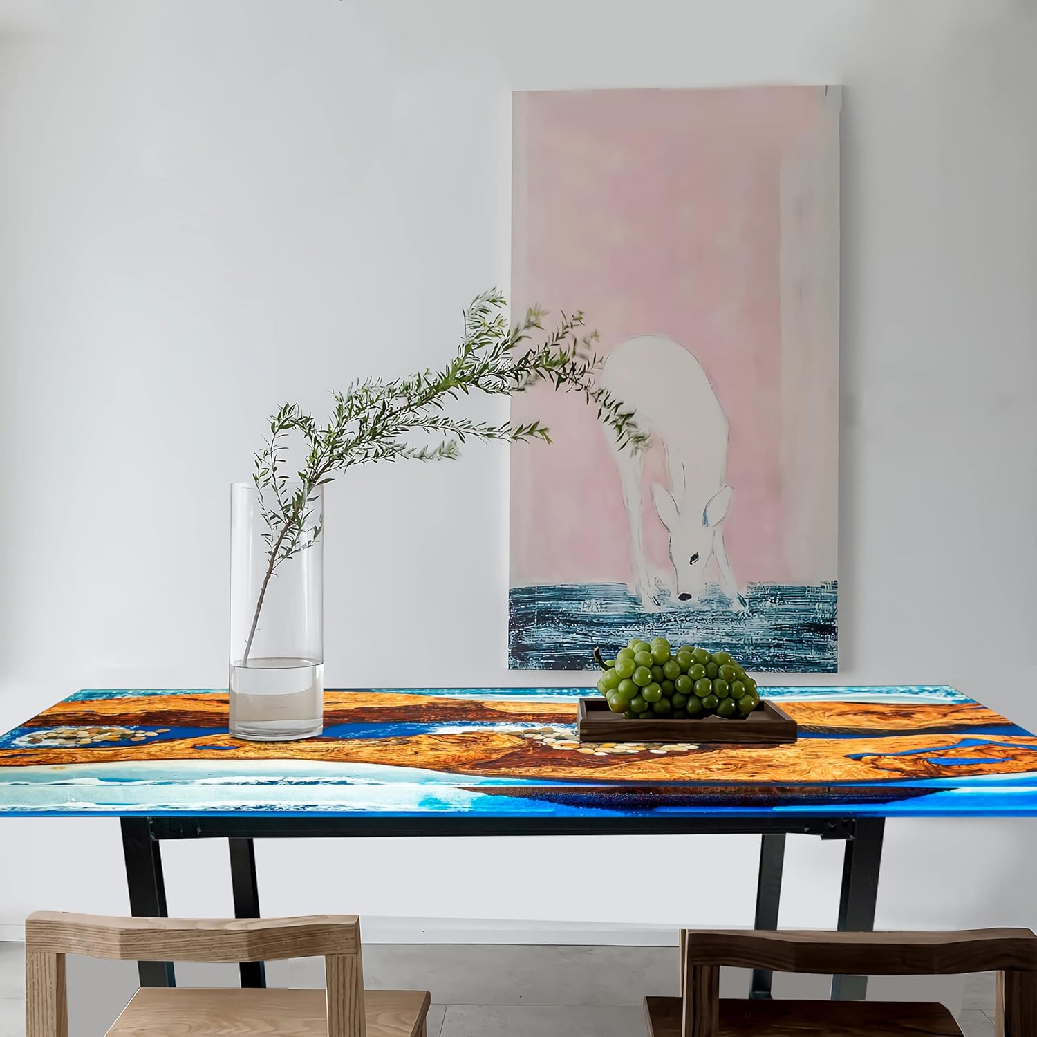 Epoxy Resin River Table for Home Office Dining H441