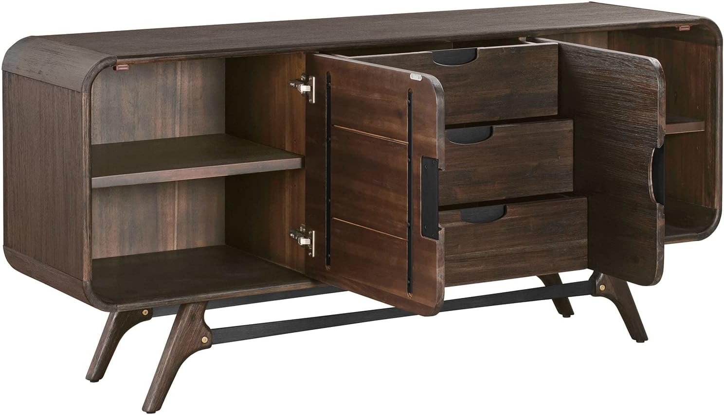 65 Inch Serving Cabinet Buffet Sideboard with 3 Drawers, Brown Q6839