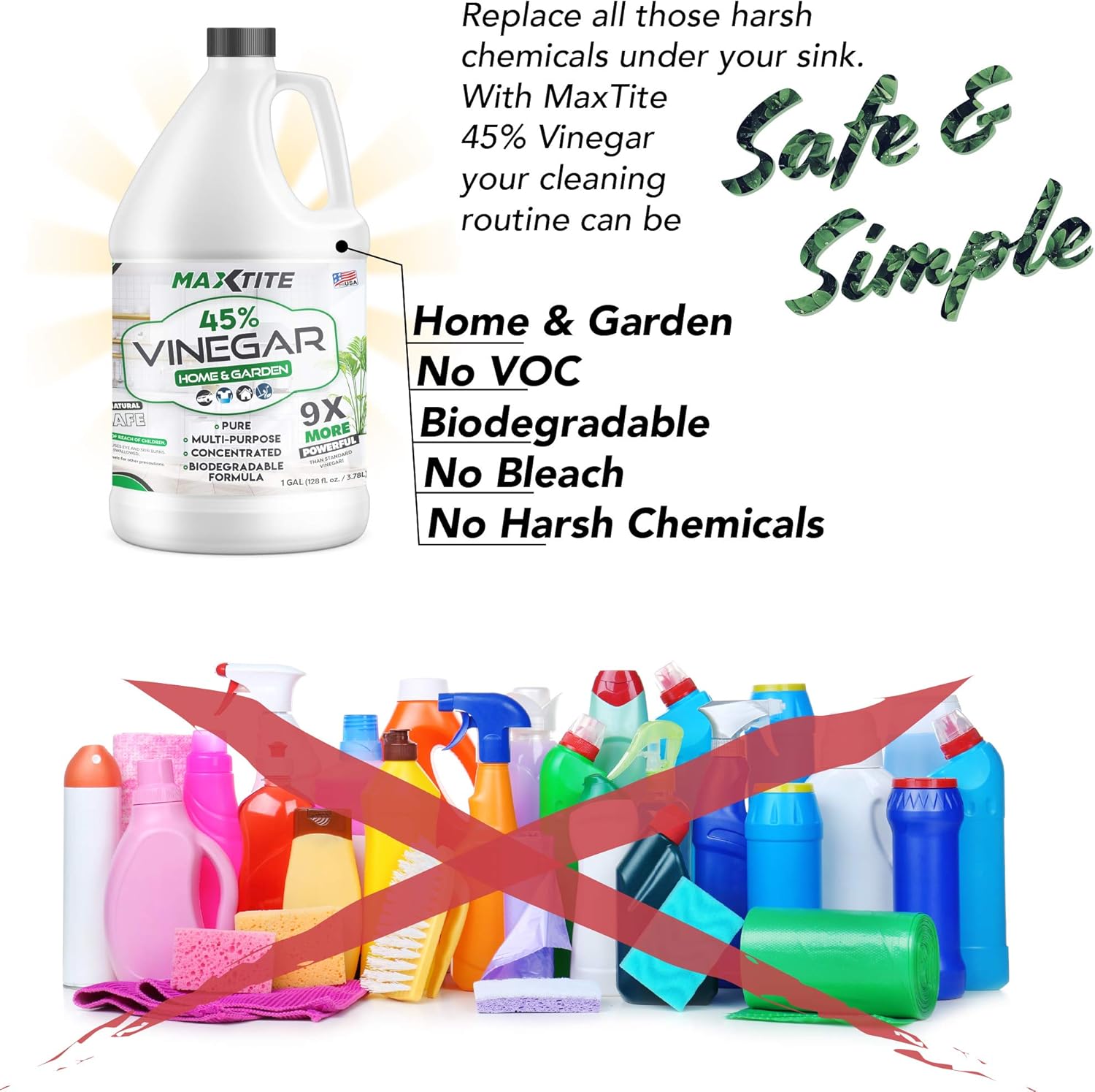 Pure Concentrated Vinegar for Home & Garden Cleaning, 1 Gallon V271902