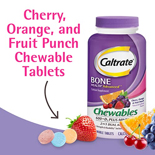 Calcium Vitamin D3 Chewable Supplement, Cherry Orange Fruit Punch, 60 Count W6644