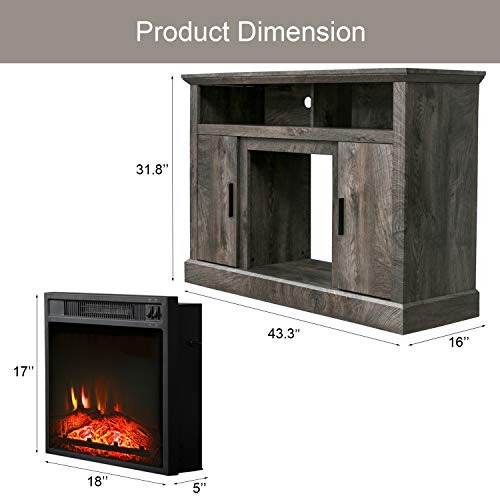 Corner Electric Fireplace TV Stand for TVs up to 42" Wide, Rustic Y278