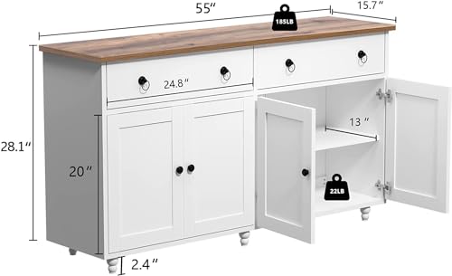 Black Buffet Cabinet with Storage and Gourd Legs O767