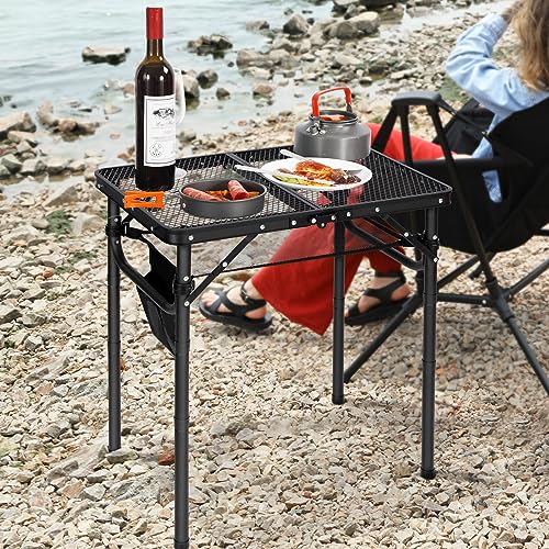 Folding Portable Grill Table for Outside, Lightweight Aluminum, Adjustable Height Legs X2990