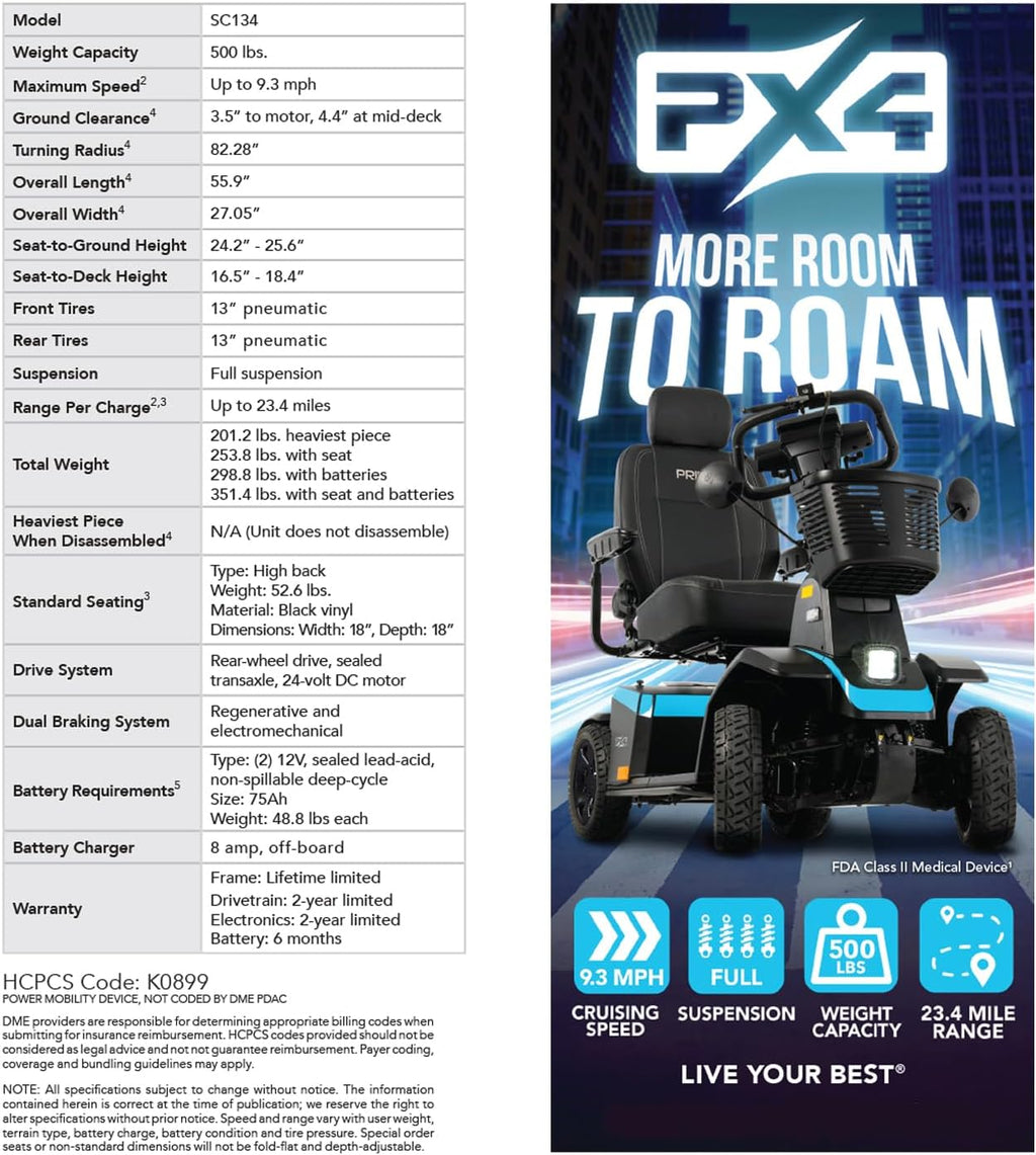 Outdoor 4-Wheel Travel Electric Scooter for Adults, 500 lbs Capacity V6222
