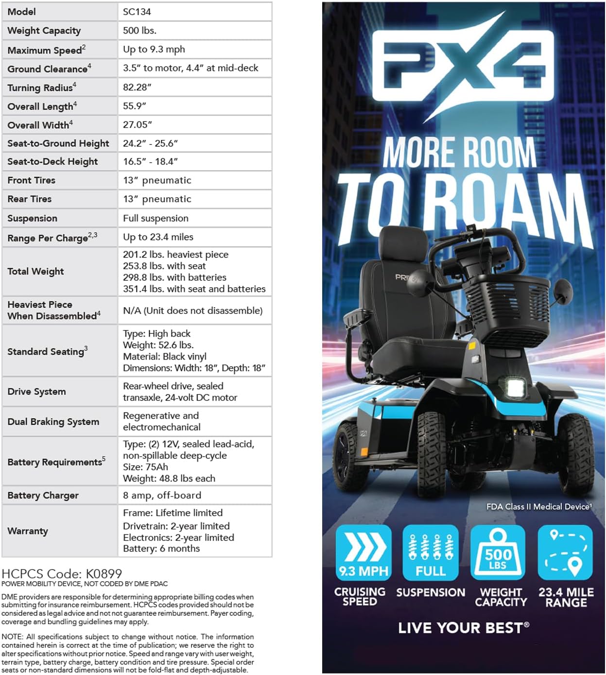 Outdoor 4-Wheel Travel Electric Scooter for Adults, 500 lbs Capacity V6222