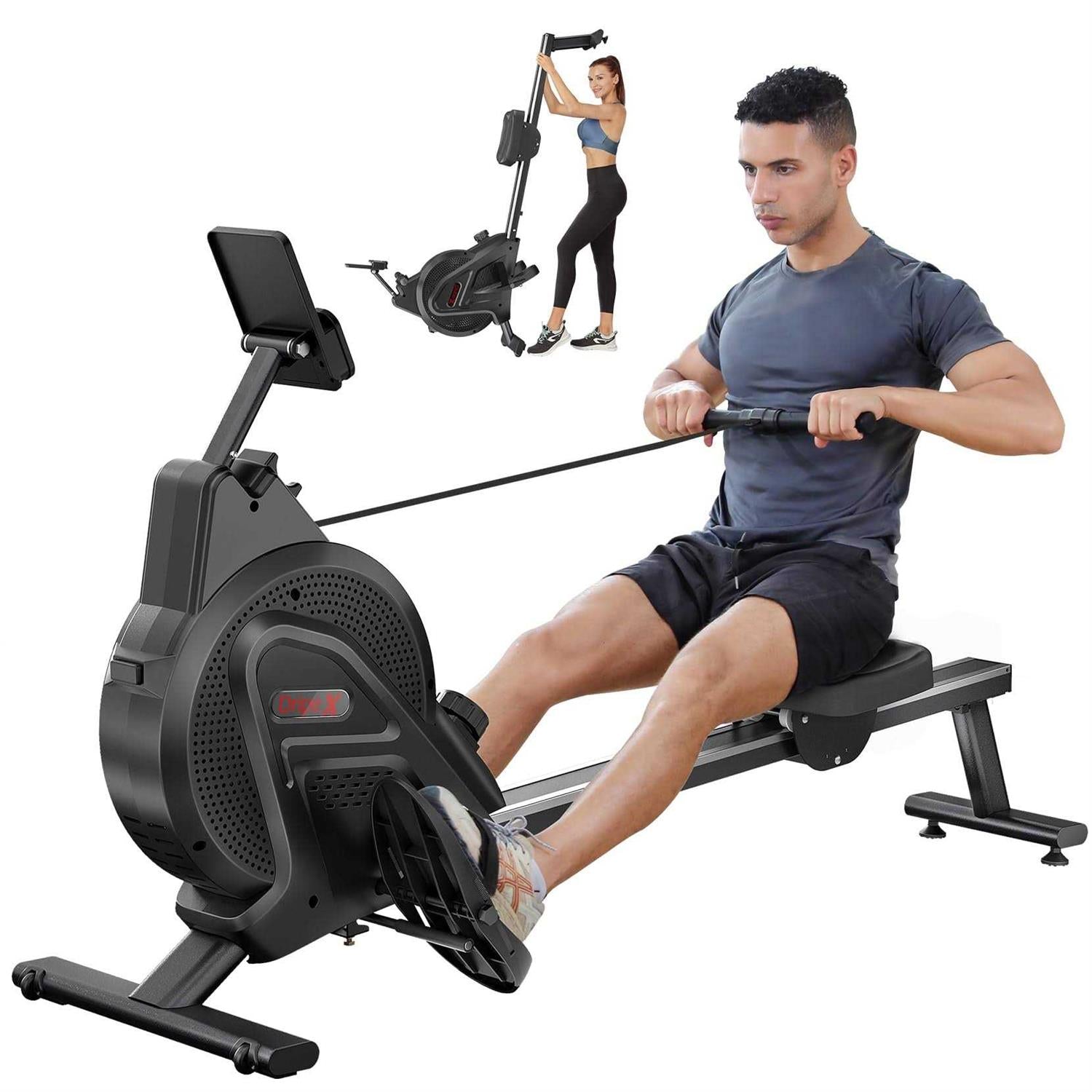 Rowing Machine, Dripex Magnetic Rower with Aluminum Slide Rail, Lcd Monitor, Rowing Machine For Home Use And Cardio - Sports Supplies Online Store
