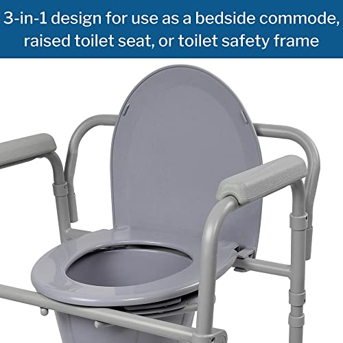 Folding Commode Chair with Bucket, 350 lbs Capacity M430