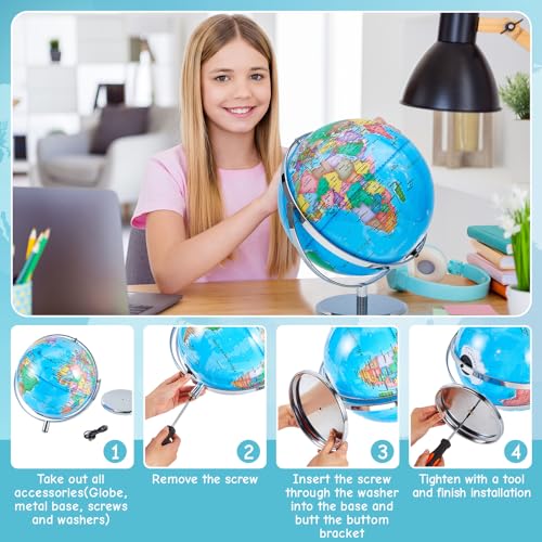 Illuminated World Globe with Stand for Kids Interactive Learning V50598