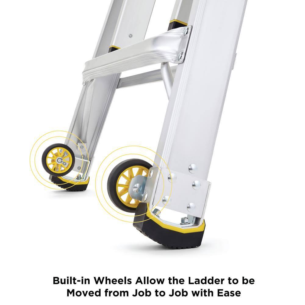 26 ft. Aluminum Multi-Position Ladder with Wheels, 375 lb. Load Capacity Z1942