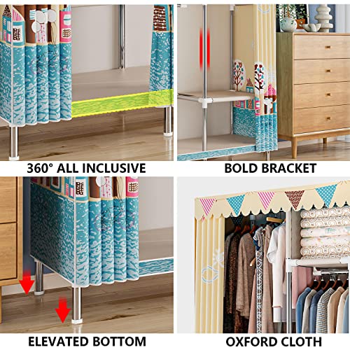 Portable Wardrobe with Hanging Rail and Shelves Y9022