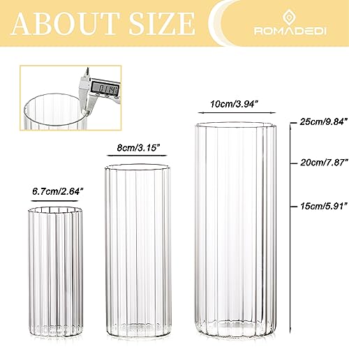 Ribbed Hurricane Candle Holders - Set of 6 Cylinder Glass for Pillar Candles E48189