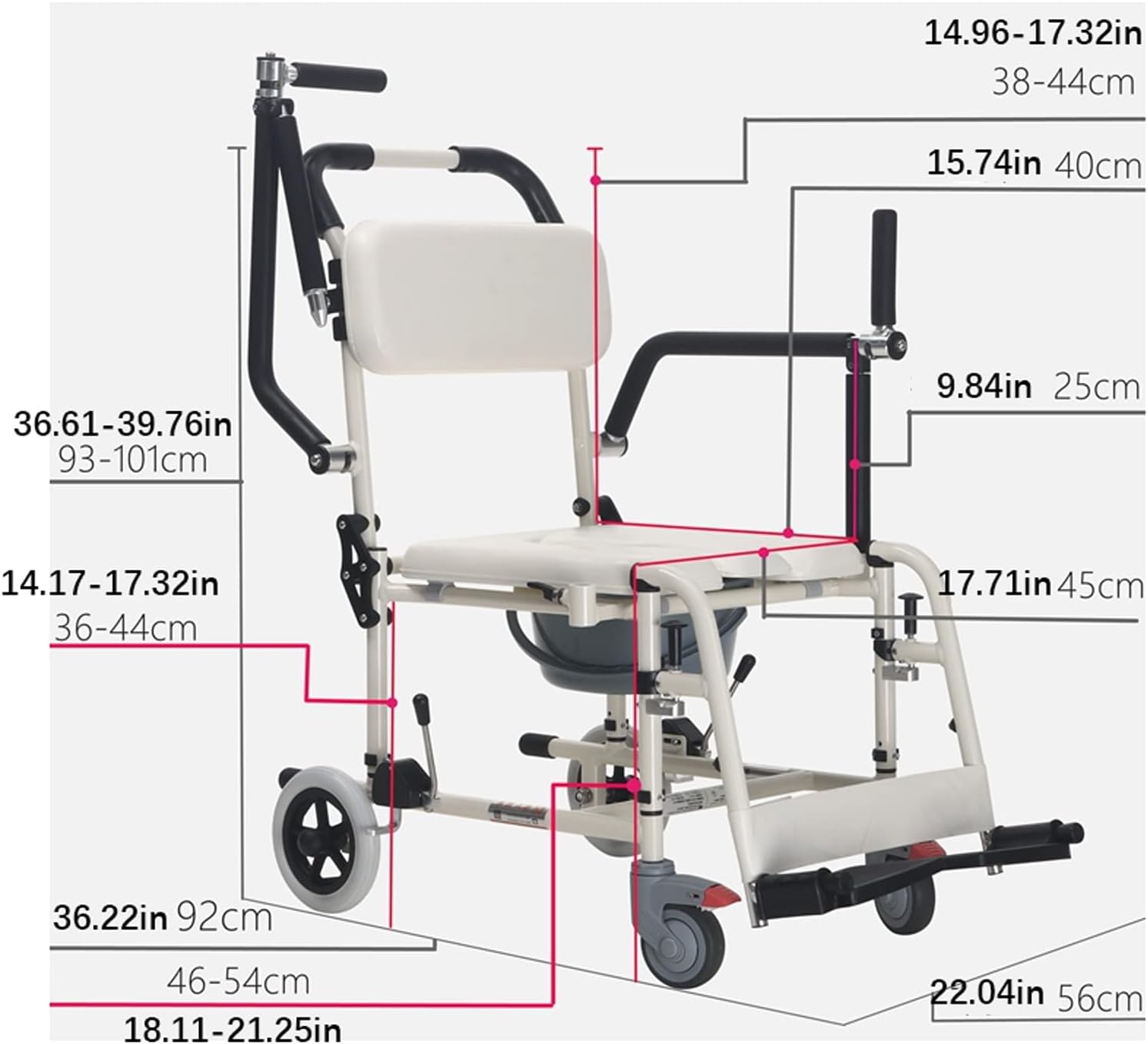 Bedside Toilet, Rolling Shower Wheelchair, Patient Transfer Chair Z90632