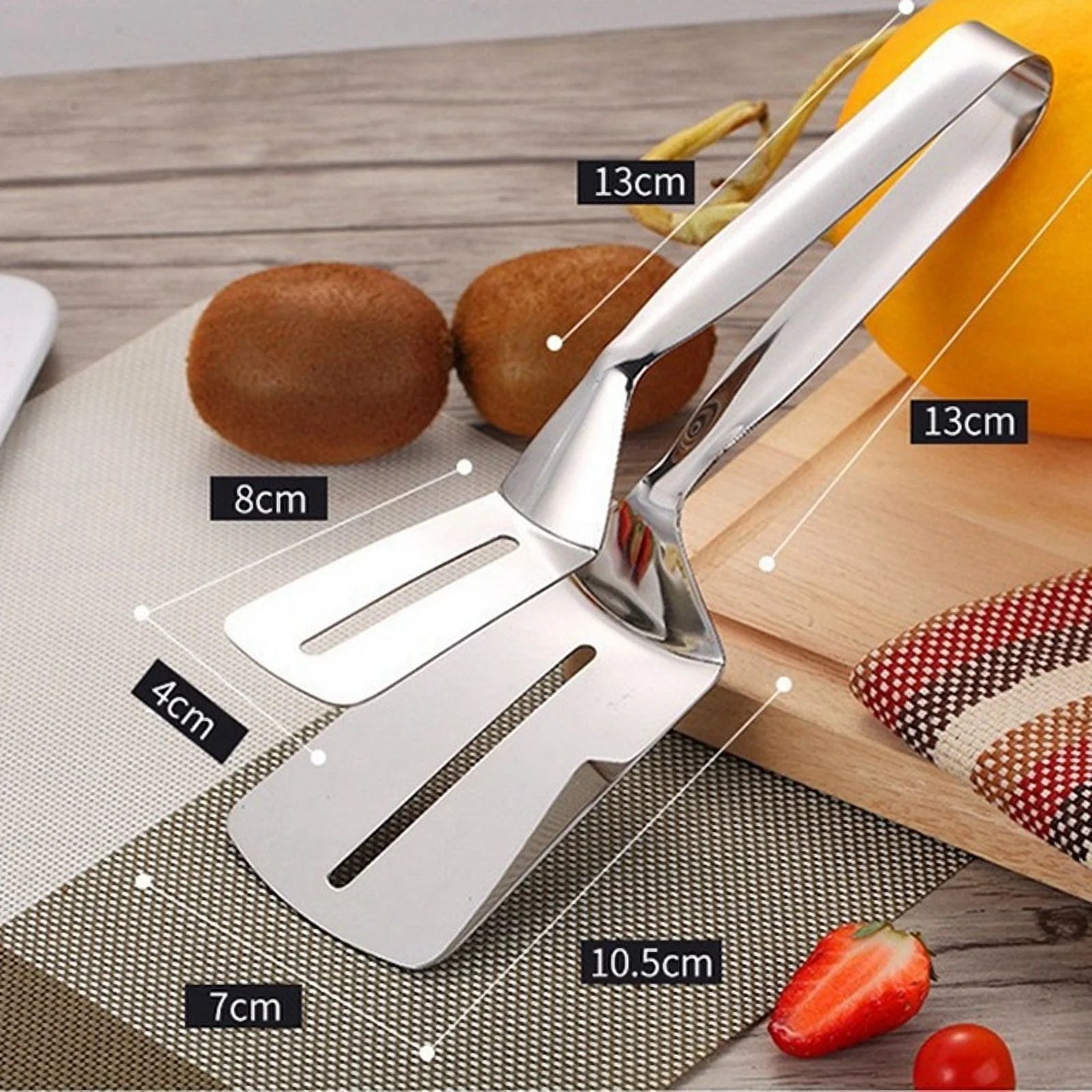Stainless Steel Double-Sided Spatula Clip for Kitchen and Grill V1486