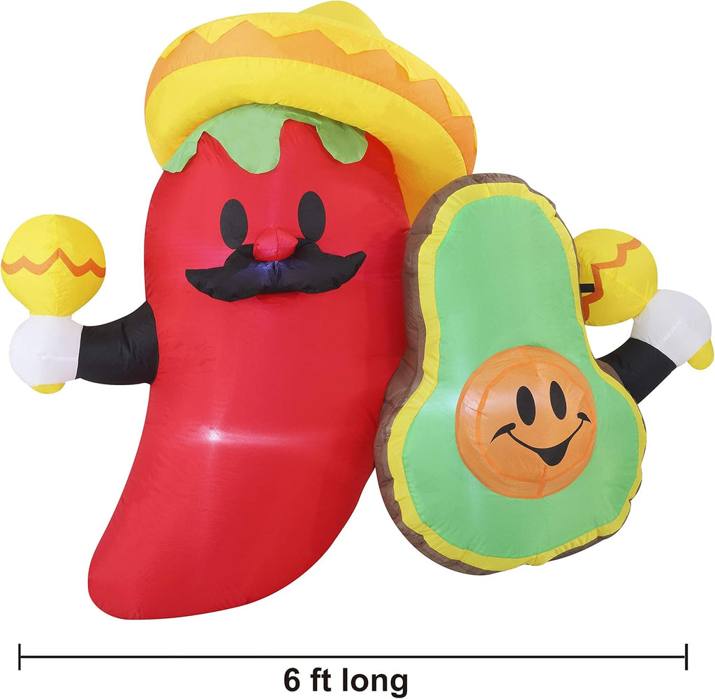 6 FT Inflatable Avocado and Chili Party Decoration with LEDs Y754