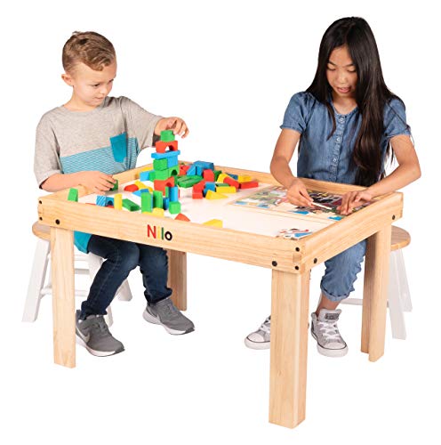 Kids Play Table Set with 2 Detachable Two-Sided Baseplates E466783