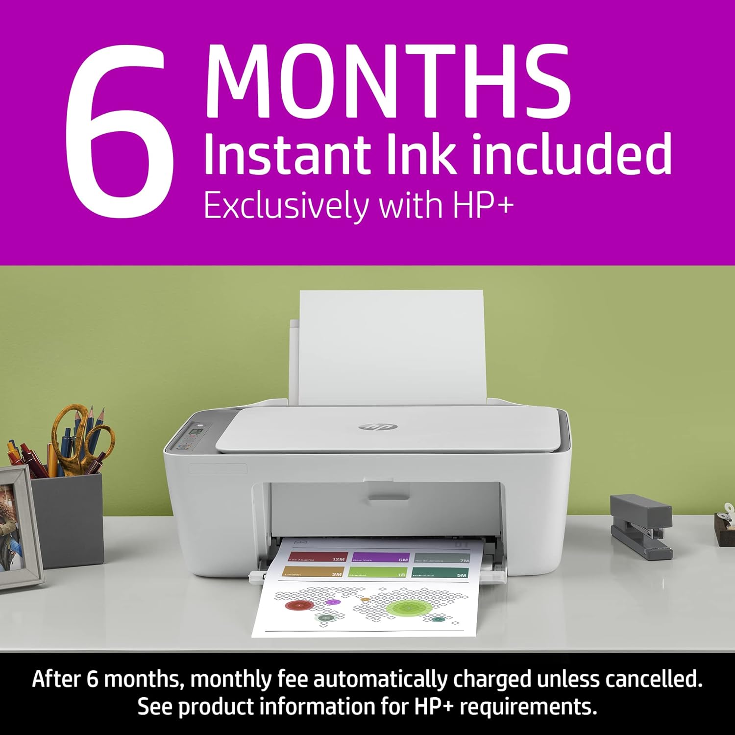 Wireless Color All-in-One Printer with 6 Months Instant Ink, Pack of 2 O1298