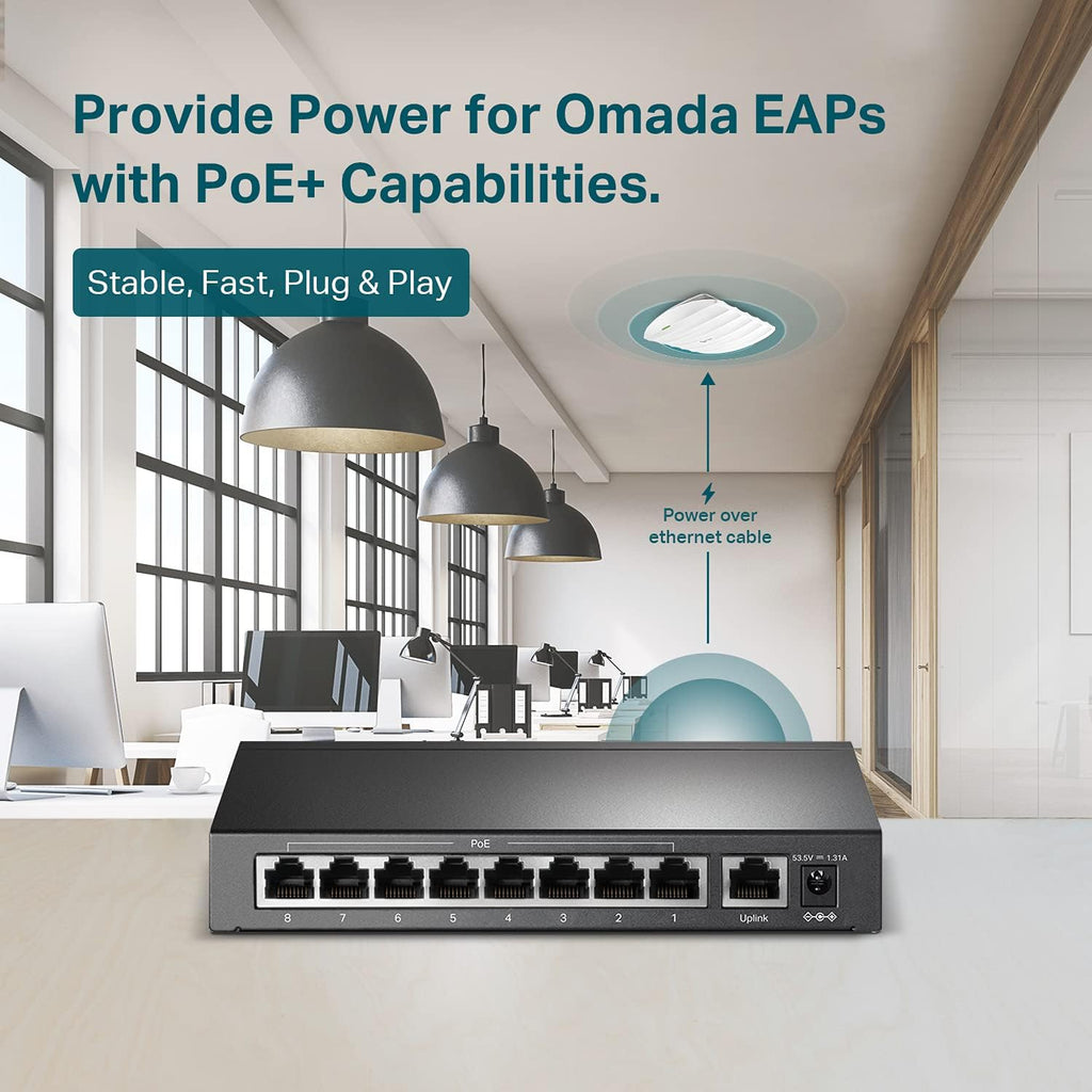 9 Port Fast Ethernet PoE Switch with 8 PoE+ Ports, 65W, Metal Housing I303