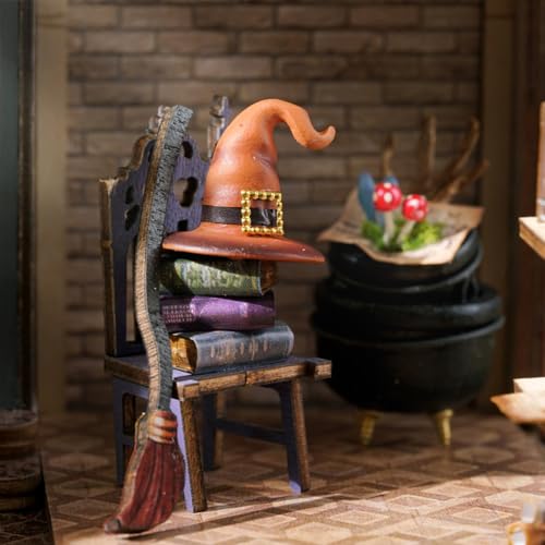 DIY Dollhouse Miniature Wooden Furniture Kit with Dust Proof Cover and Music Box Y781852