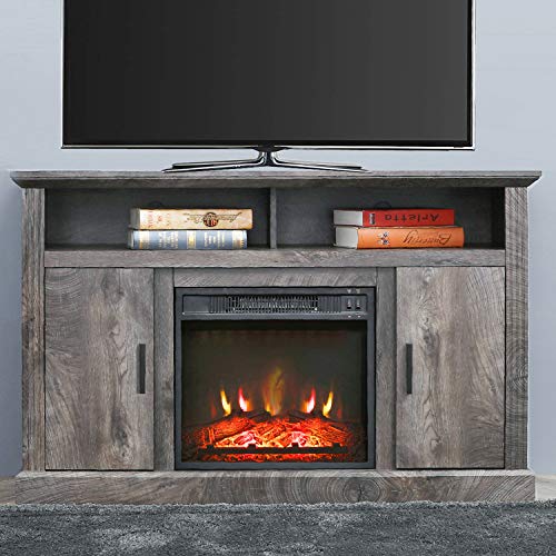 Corner Electric Fireplace TV Stand for TVs up to 42" Wide, Rustic Y278