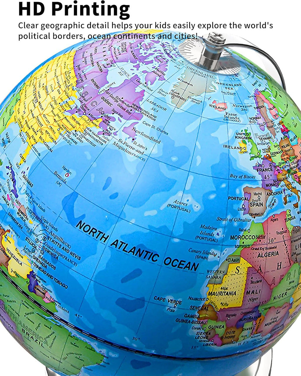 9" Illuminated Globe with Stand, LED Night Light for Kids Learning W4504