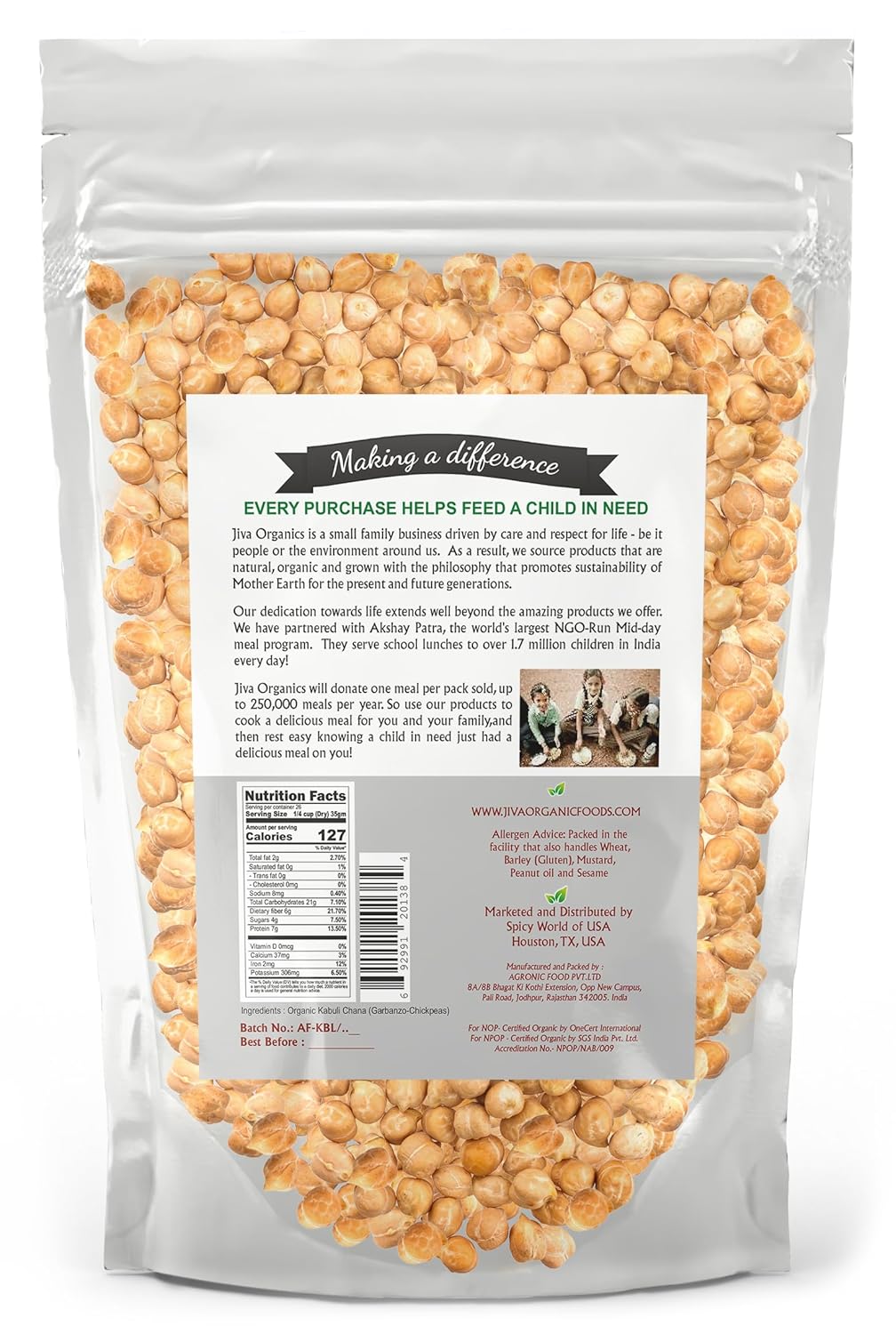 Organic Raw Chickpeas Whole Garbanzo Beans 4 LB Large Bag Gluten Free Non GMO Vegan U598024
