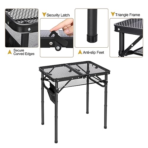 Folding Portable Grill Table for Outside, Lightweight Aluminum, Adjustable Height Legs X2990