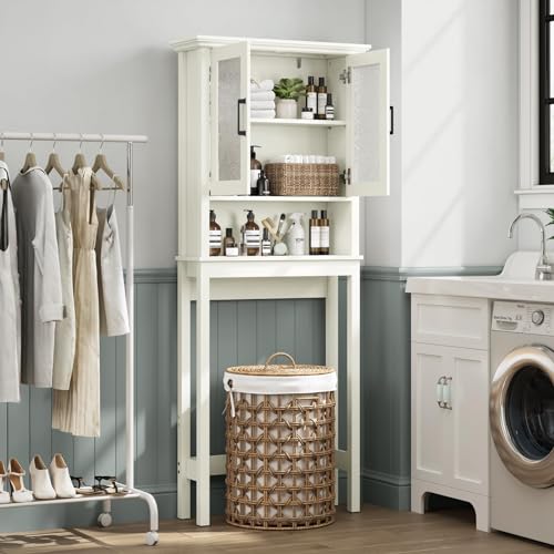 Over the Toilet Storage Cabinet with Glass Doors and Adjustable Shelf, Espresso M15027
