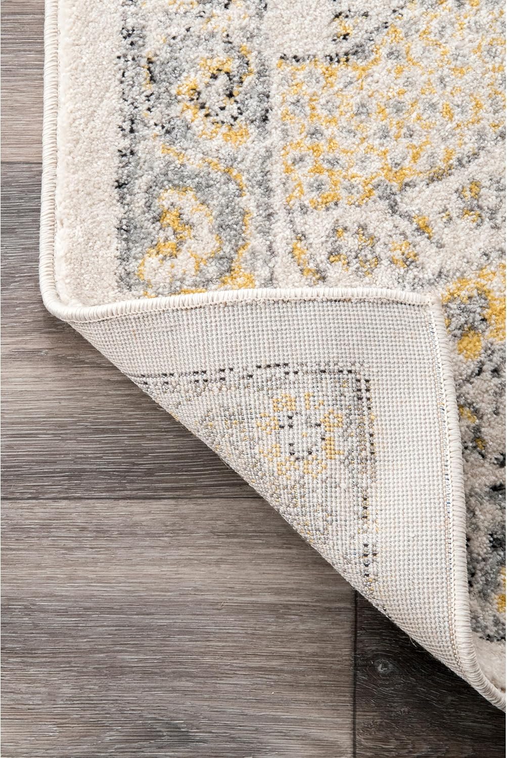 Vintage Transitional Area Rug 2x10 Runner Gold/Off-White A75442