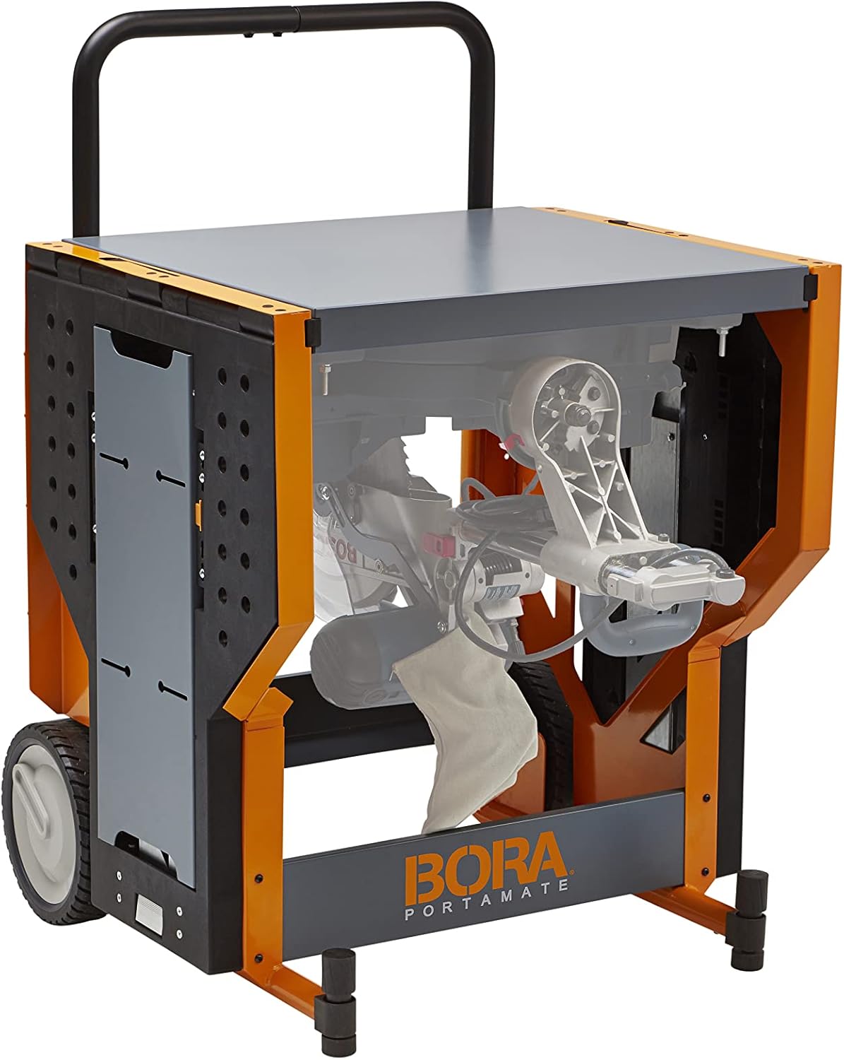 Miter Saw Workstation with Adjustable Pedestal Roller, Mobile Rolling Workbench F267