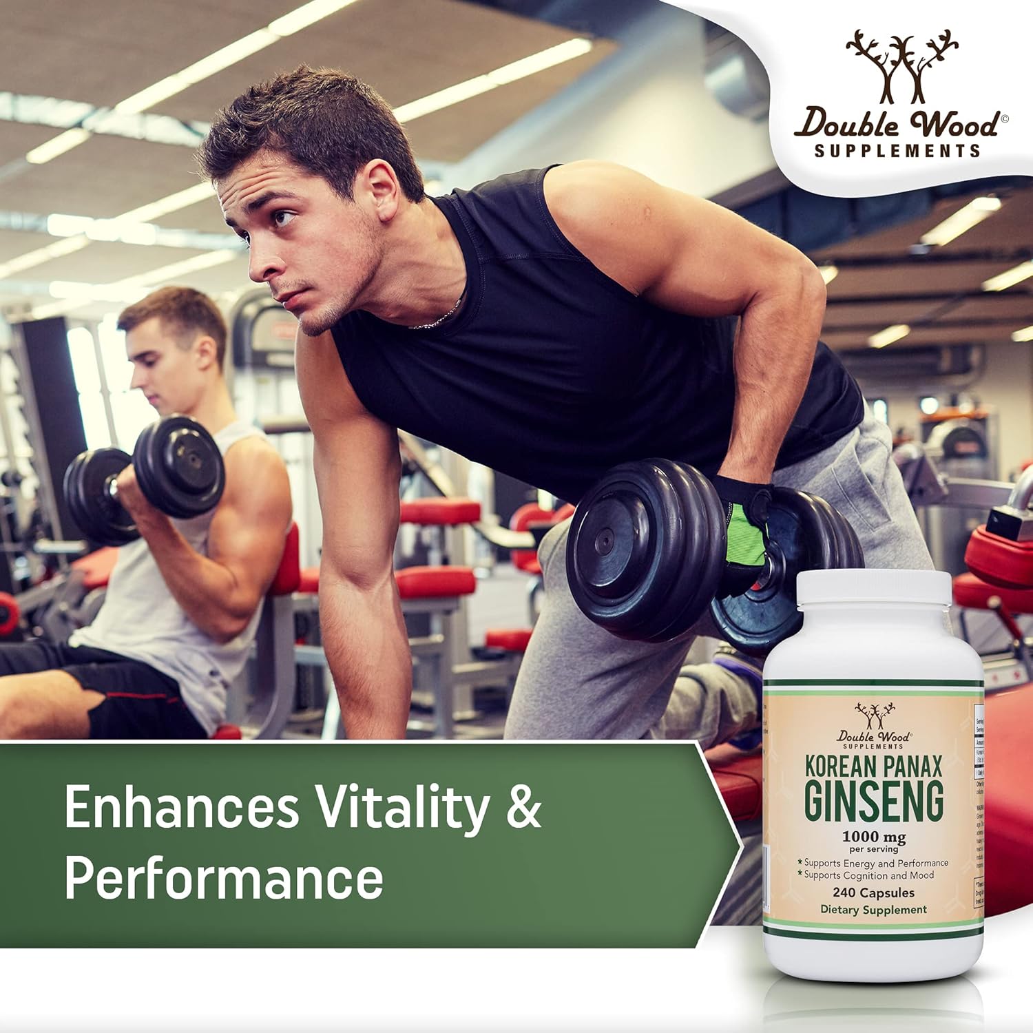 Korean Red Ginseng Extract Capsules 1000mg, 240 Vegan Capsules B3039