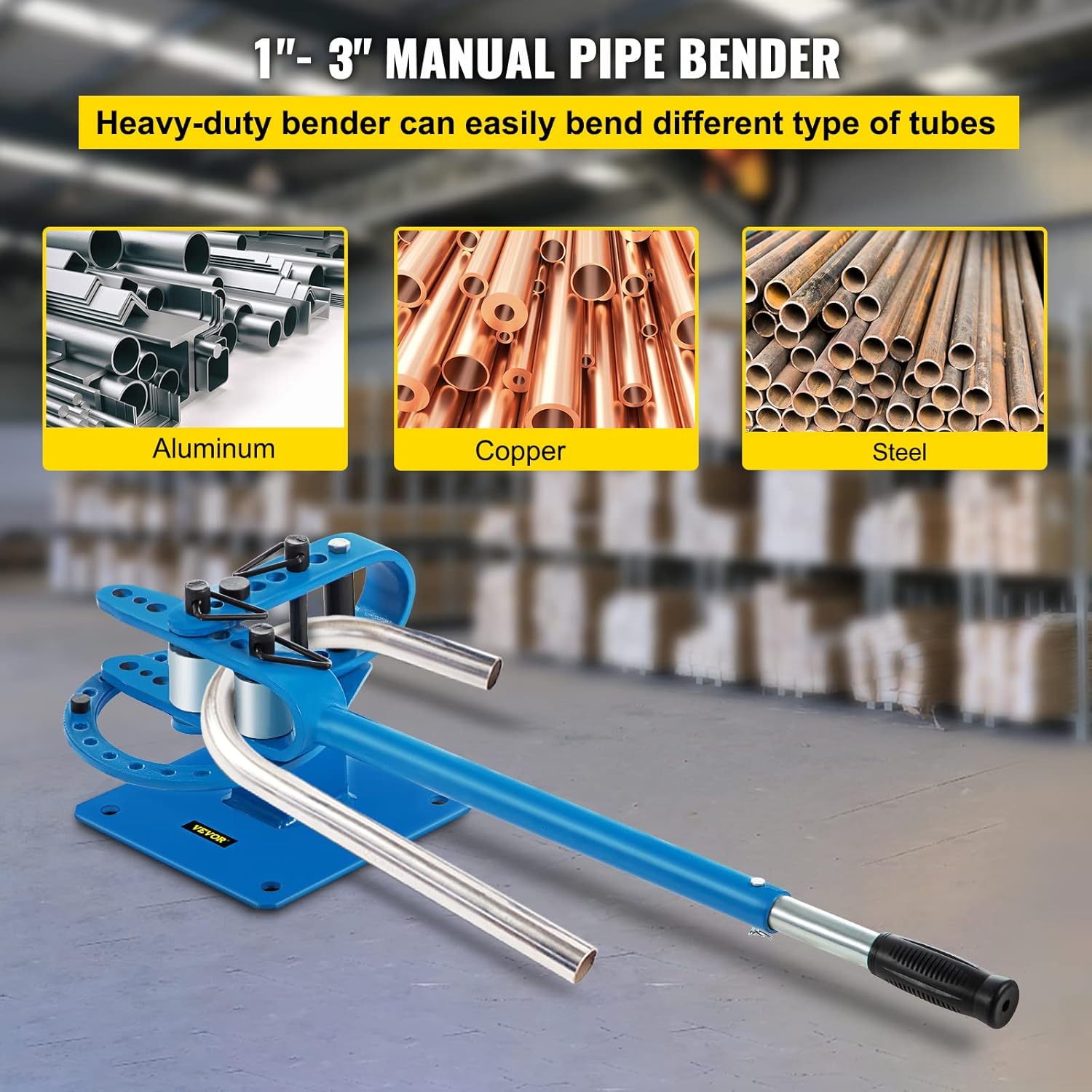 Pipe Bender Machine 7 Dies 1-3inch Manual Bench Top I646642