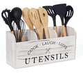 Kitchen Utensil Holder Wooden Farmhouse Utensil Holders for Countertop Rustic Utensil Holder for Kitchen Counter Wood Cooking Utensil Holder Storage Organizer for Home Decor (Wood 01)