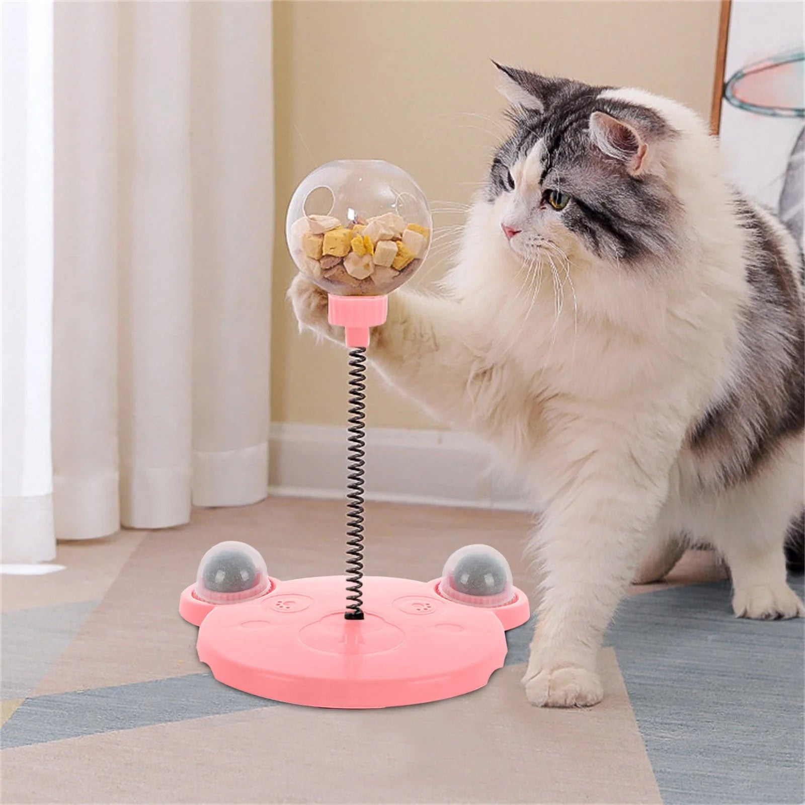 Cat Treat Dispenser Interactive Slow Feeder Toy with Peppermint Balls T587807