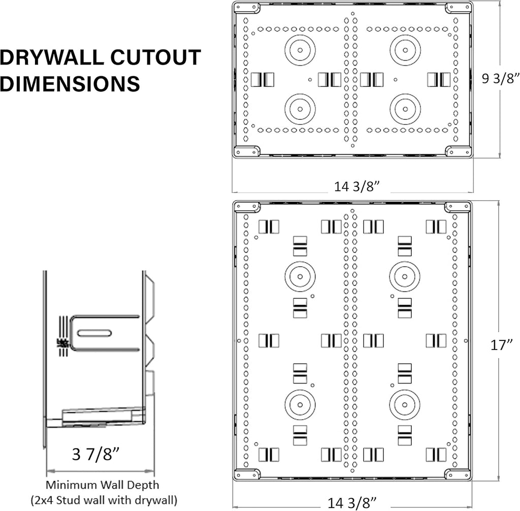 Cable Management Enclosure, 17-Inch Recessed Wall Box, White K143612