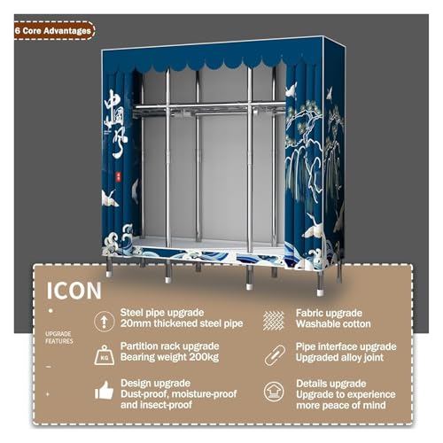 Portable Wardrobe Rack with Clothes Rail and Shelves N122