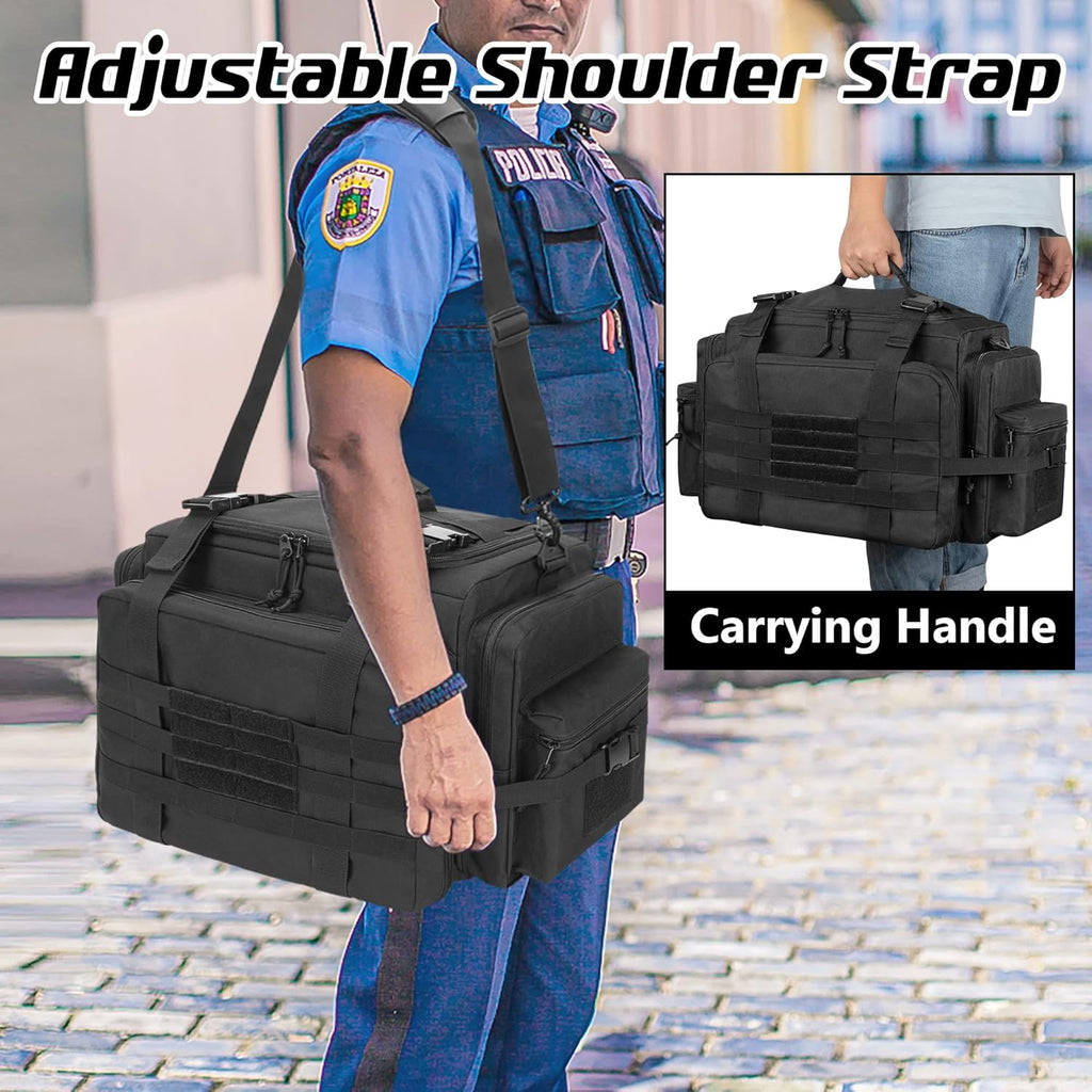 Patrol Bag for Police Gear, Car Front Seat Organizer with Laptop Layer, MOLLE Compatible, Black U998