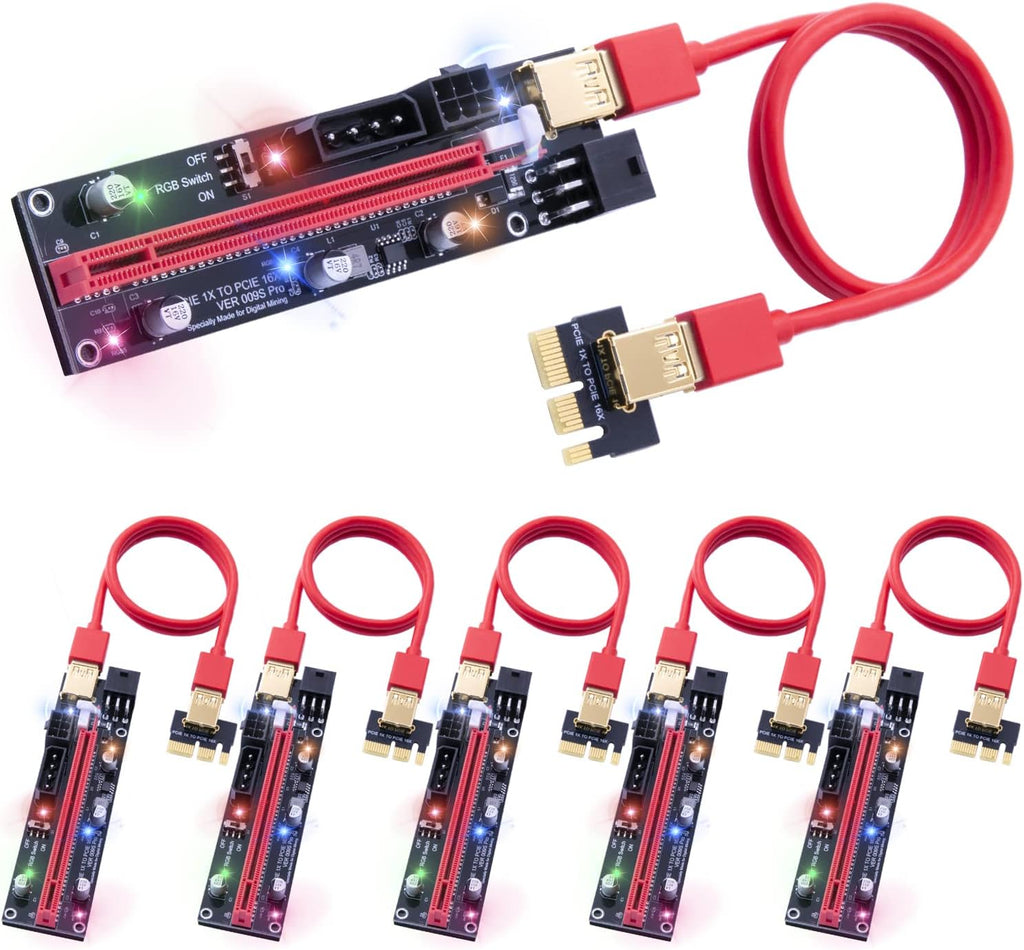 PCIe Riser Adapter Card, 16X to 1X Powered, Dual Chip, 60cm USB 3.0 Cable, Pack of 2 V420