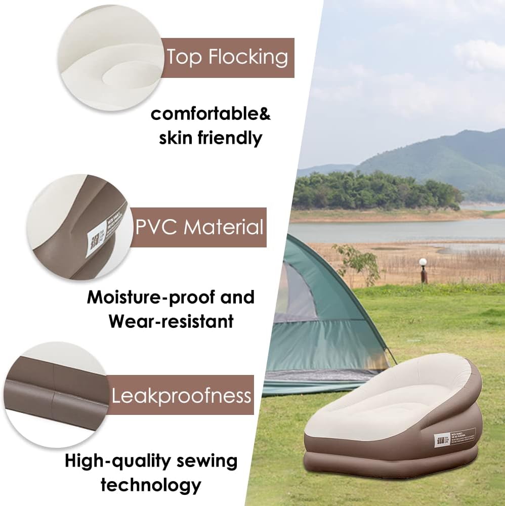 Inflatable Air Sofa for Adults, Portable Lounger for Camping and Indoor Use J22787
